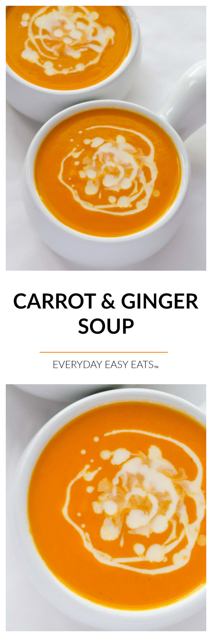 Carrot Ginger Coconut Soup - This easy & healthy soup recipe is vegan, gluten-free, dairy-free and paleo. Perfect for lunch or dinner!