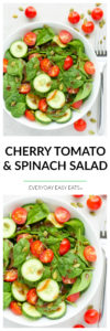Cherry Tomato & Spinach Salad - A quick, super healthy salad dressed with a delectable honey balsamic vinaigrette. | EverydayEasyEats.com