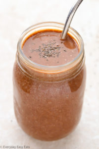 Healthy Chocolate Shake. This rich, guilt-free smoothie is the perfect way to start your day. | EverydayEasyEats.com