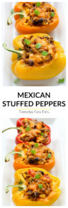 This Mexican Stuffed Peppers recipe is so zesty and full of flavor. A comforting all-in-one meal that is hearty, healthy and gluten-free! | EverydayEasyEats.com