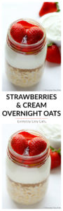 Stawberries & Cream Overnight Oats - 6 ingredients and 5 minutes of prep time are all you need to make this nutritious breakfast! | EverydayEasyEats.com