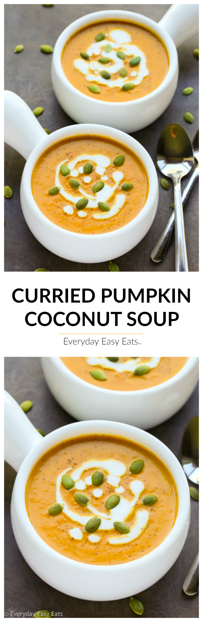 Curried Pumpkin Coconut Soup - Gluten-free, dairy-free, vegan, paleo and ready in 20 minutes! | EverydayEasyEats.com