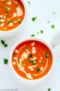 This rich, smooth Cream of Tomato Soup packs tons of flavor in each spoonful. Serve on its own or with a sandwich or salad for a satisfying meal. | EverydayEasyEats.com