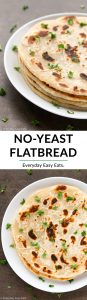No-Yeast Flatbread collage with title text overlay.