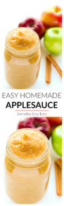Perfectly sweet, cinnamon-scented homemade applesauce. 5 ingredients and 30 minutes are all you need to make this fruity treat. | EverydayEasyEats.com