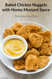 Baked Chicken Nuggets with Honey Mustard Sauce Recipe | EverydayEasyEats.com