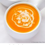 Coconut Carrot Soup image with title text overlay.