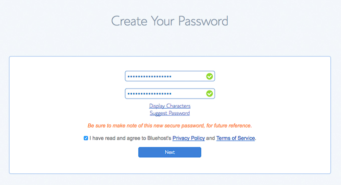 How to Start a Blog - A Step-by-Step Guide: Create Bluehost New Password