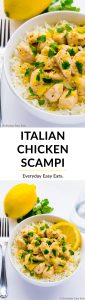 Collage of 20-Minute Italian Chicken Scampi with Title Text