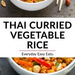 Collage of Thai Curried Vegetable Rice with Text