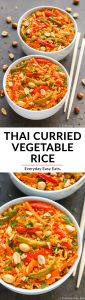 Collage of Thai Curried Vegetable Rice with Text