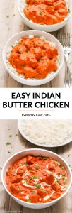 Easy Indian Butter Chicken photo collage with title text overlay.