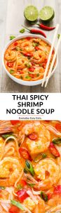 Thai Spicy Shrimp Noodle Soup image collage with title text overlay.