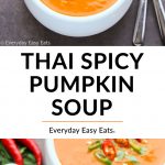 Thai Spicy Pumpkin Soup image collage with title text overlay.