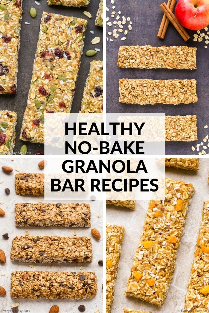 Healthy No-Bake Granola Bar Recipes Collage with Title Text Overlay