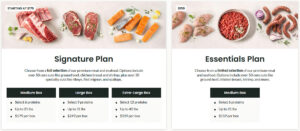 Detailed Comparison Charts of ButcherBox Signature and Essentials Plans.